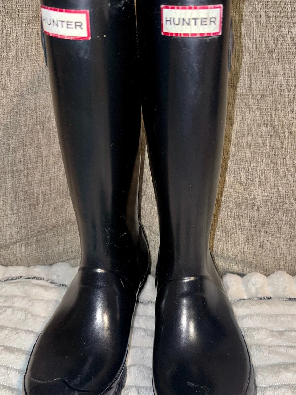 HUNTER Kids Black Gloss Tall Rain Boots Women’s Size 6 / Boys Size 5